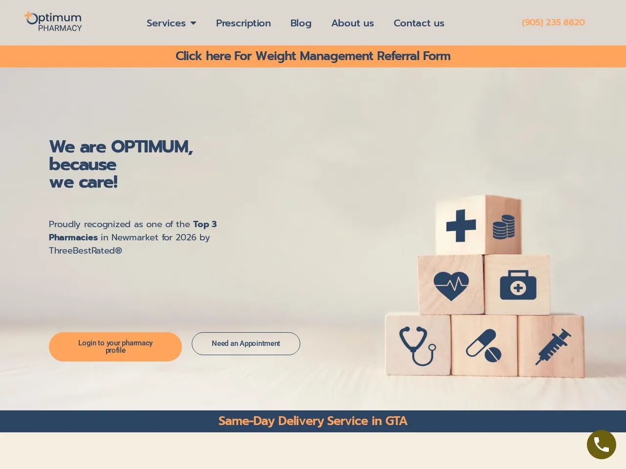 Optimum Pharmacy live website